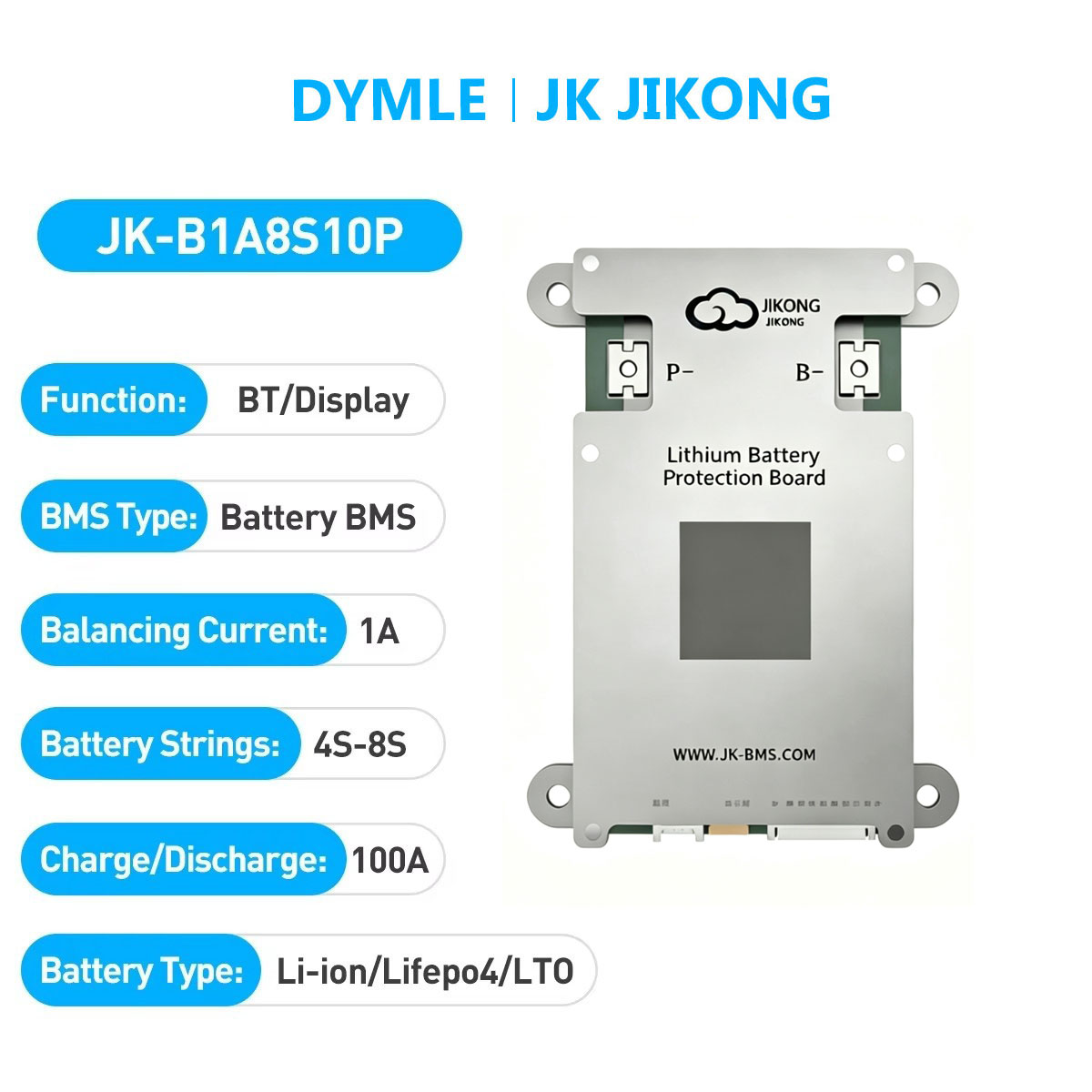 Lithium Battery 12V - JK JIKONG B1A8S10P สมาร์ทแอคทีฟ BMS 4S